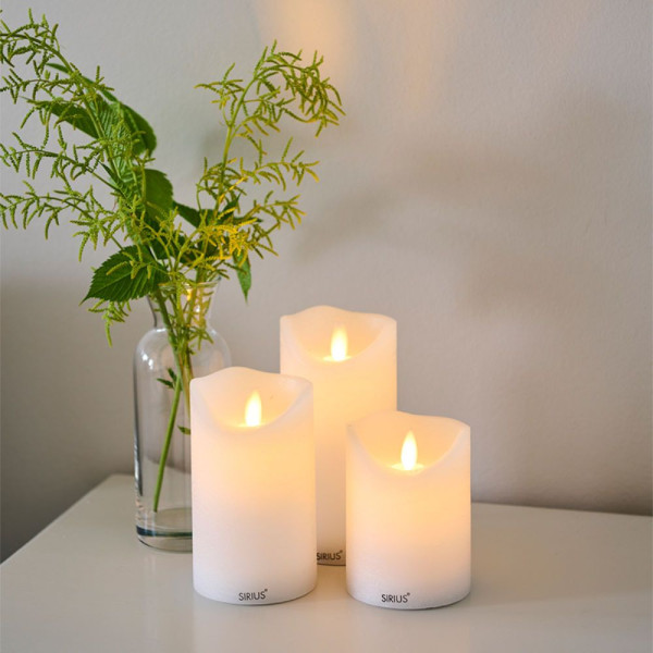 SET OF 3 RECHARGEABLE SARA LED CANDLES 7.5 CM WHITE