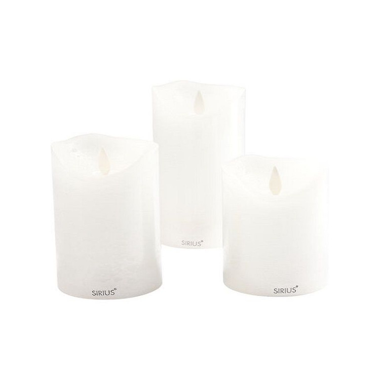 SET OF 3 RECHARGEABLE SARA LED CANDLES 7.5 CM WHITE