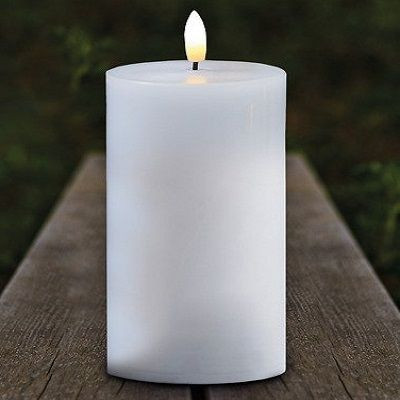 BOUGIE LED SILLE EXTERIEURØ 10 X H 20 CM BLANC 2