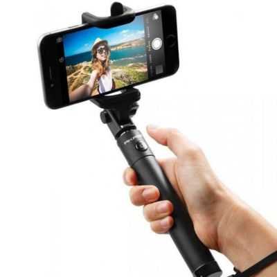 PERCHE SELFIE TELESCOPIQUE BLUETOOTH 18/80CM NOIR