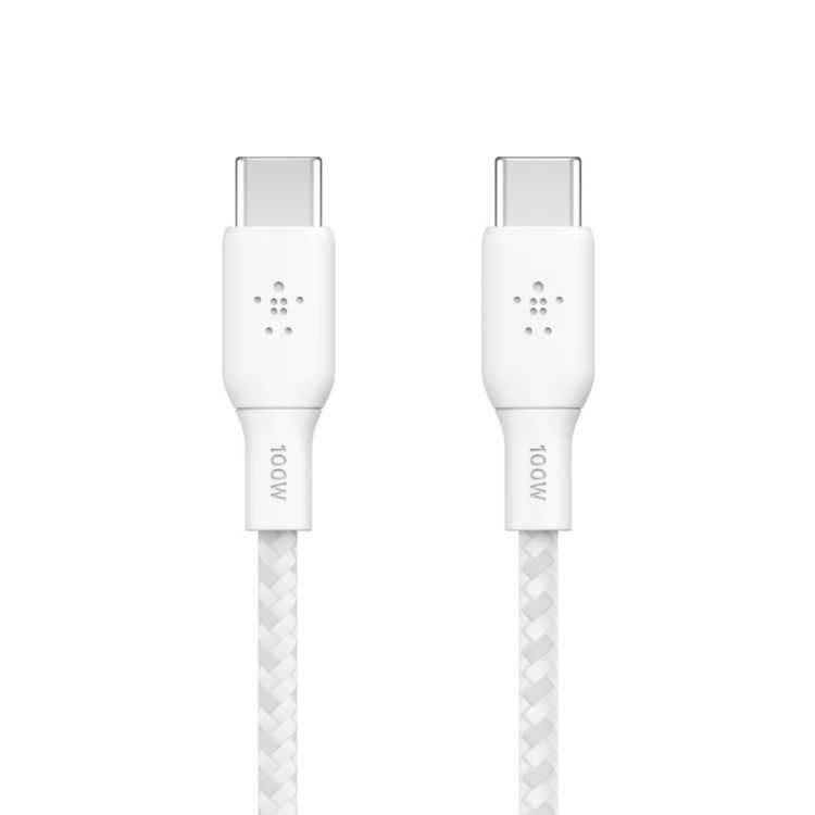 CABLE RENFORCE USB C VERS USB C 3M BLANC