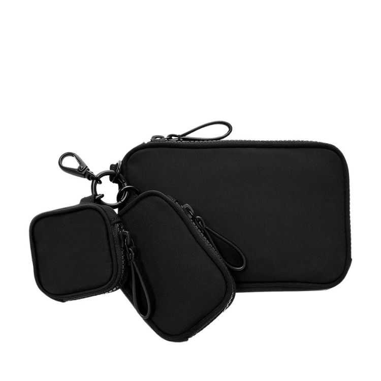 BLACK POLYESTER TECH POUCH