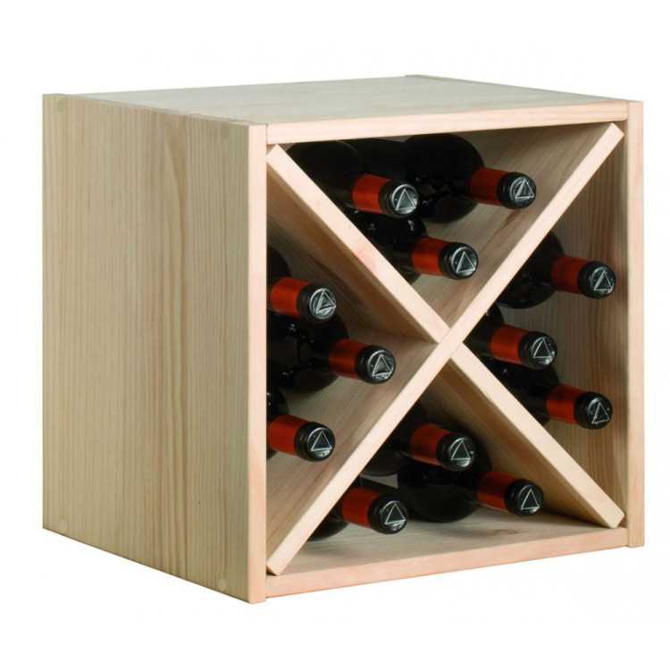 MÓDULO PARA 12 GARRAFAS CUBO X MADEIRA DE PINHO
