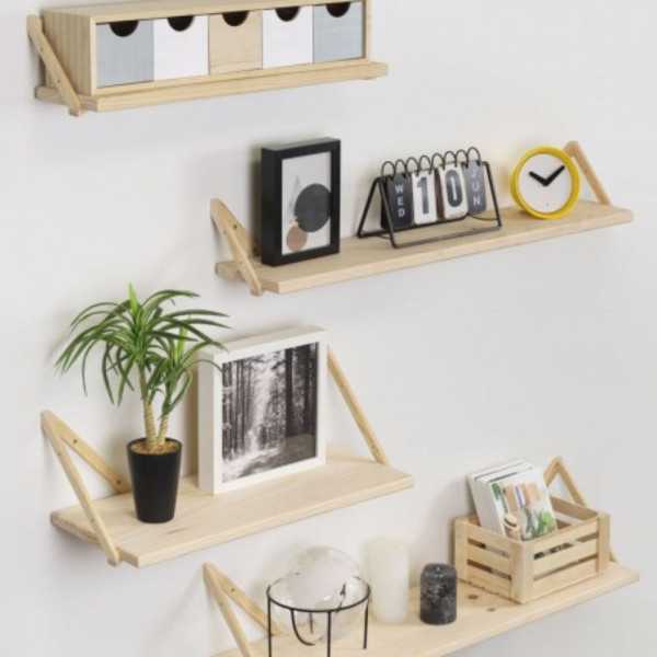 ETAGERE EN BOIS DE PIN 60X25 CM