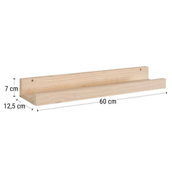 WALL SHELF 12.5X60 CM IN PINE WOOD