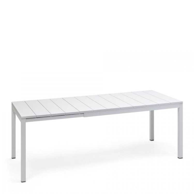 RIO 140/210 MESA EXTERNA EXTENSÍVEL EM RESINA E ALUMÍNIO BRANCA