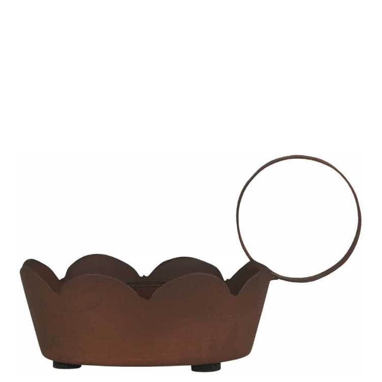 BOUGEOIR AVEC POIGNEE BORD ONDULE METAL ROUILLE