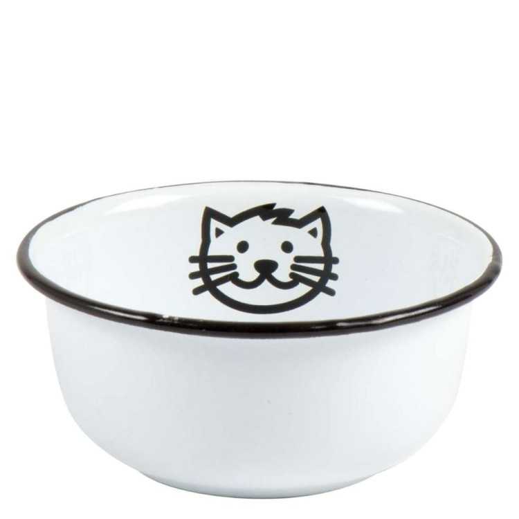 WHITE ENAMEL CAT BOWL Ã˜ 11 cm
