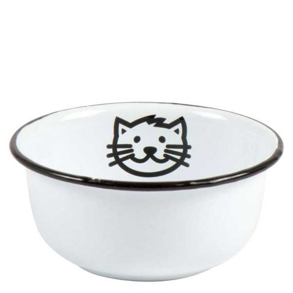WHITE ENAMEL CAT BOWL Ã˜ 11 cm