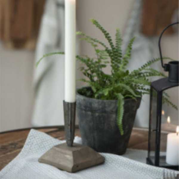 PORTA-VELAS EM METAL E MADEIRA