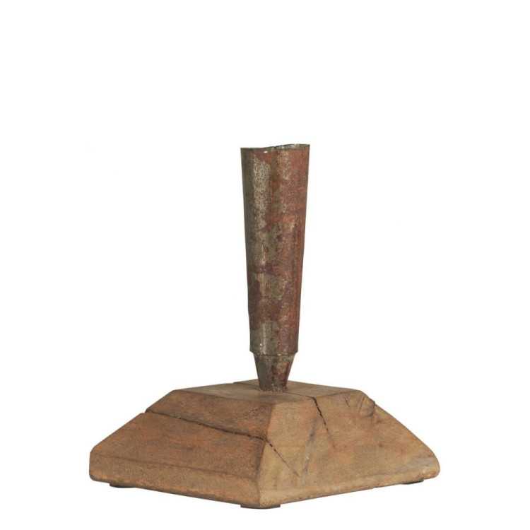 PORTA-VELAS EM METAL E MADEIRA