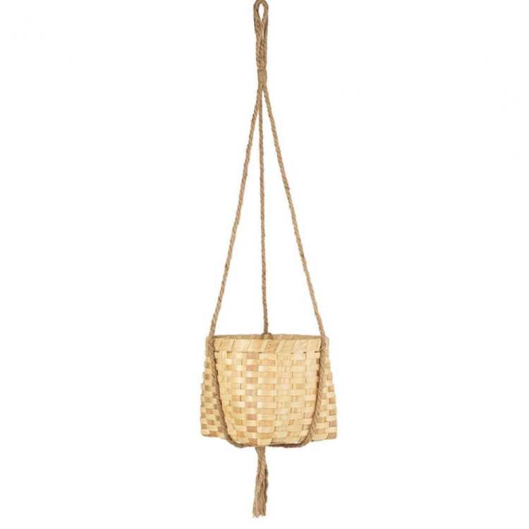 CESTA PEAU DE MADEIRA COM CORDA DE JUTA SUSPENSA 75 CM MARROM CL