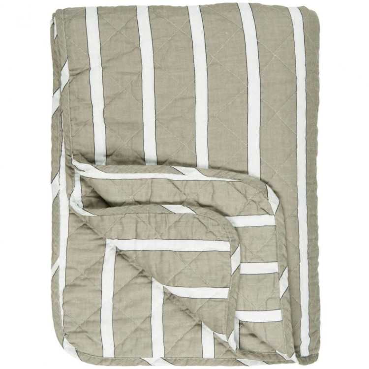 WHITE STRIPED DUVET 130 X1 80 CM NATURAL AND BLACK