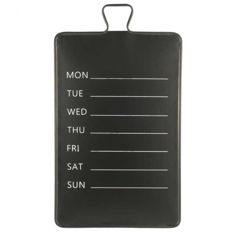 CALENDRIER MURAL HEBDOMADAIRE EN METAL NOIR