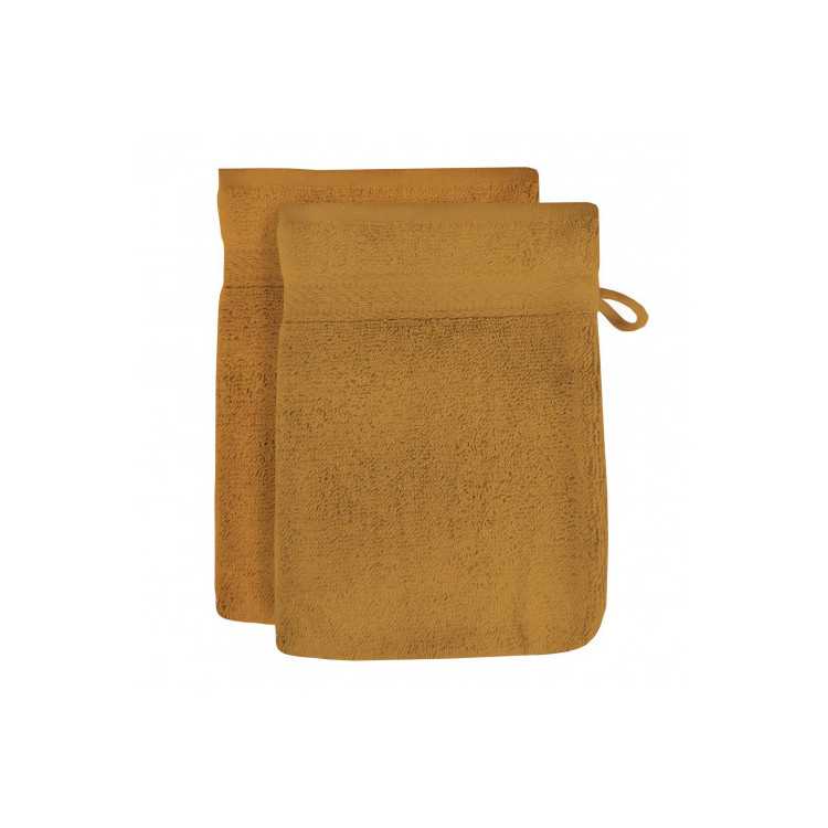 SET OF 2 COTTON TOILET GLOVES 500 GR/M2 LAGOON MUSTARD
