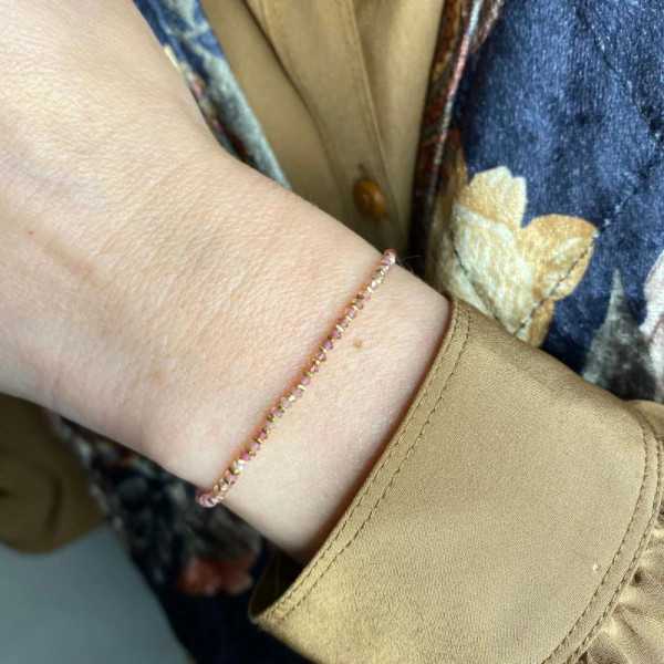 BRACELET VIOLET 03 SEMI-PRECIEUSES TOURMALINE ET PERLES VERMEIL