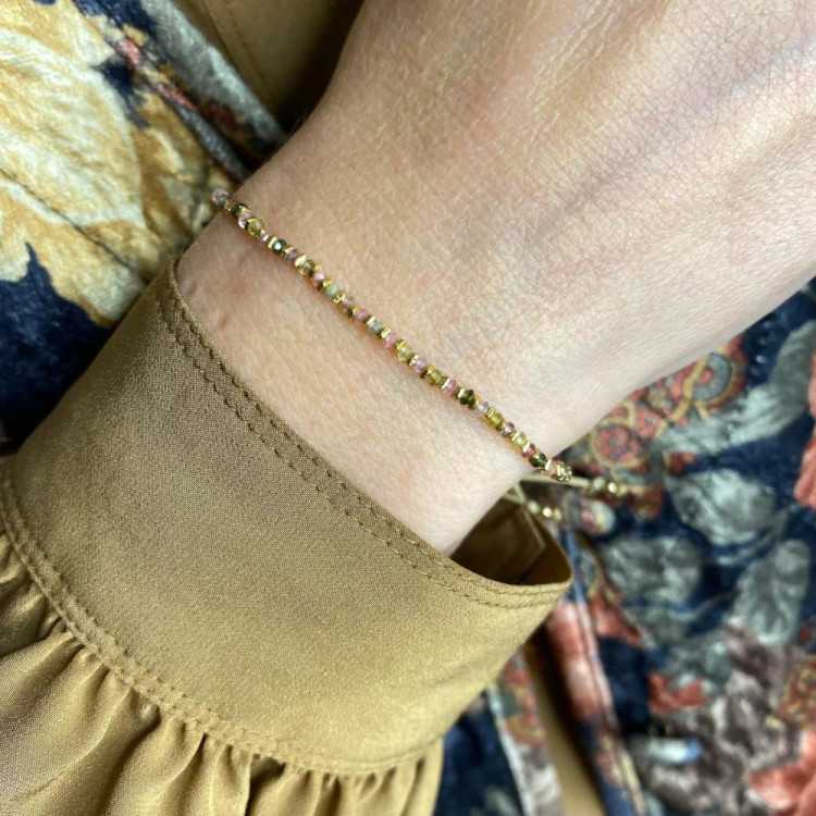 BRACELET VIOLET 6 PIERRES DE SOLEIL PECHE PERLES VERMEIL