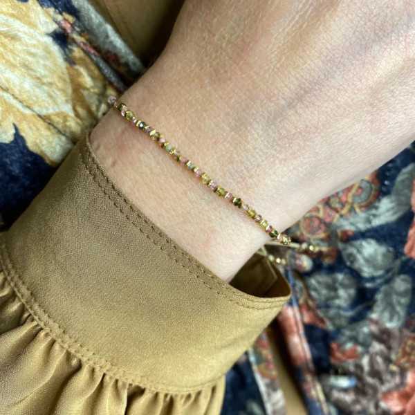 BRACELET VIOLET 6 PIERRES DE SOLEIL PECHE PERLES VERMEIL