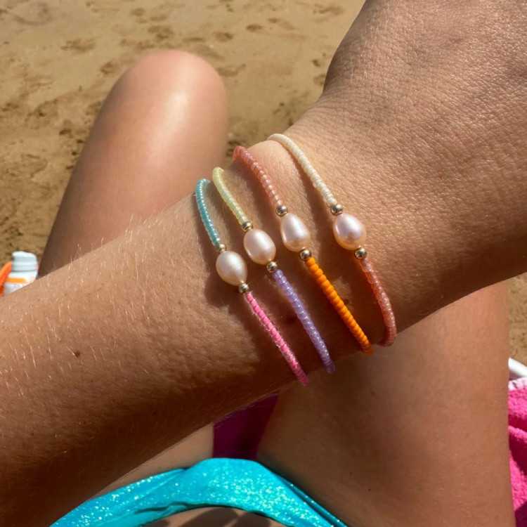 BRACELET GYPSY 04 PIERRES SEMI-PRECIEUSES PERLES ARGENT