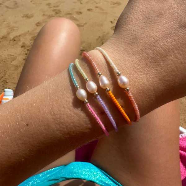 BRACELET GYPSY 04 PIERRES SEMI-PRECIEUSES PERLES ARGENT