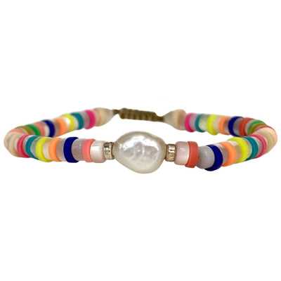 BRACELET EN NACRE ET PERLES DE VYNILE AVEC DÉTAILS EN ARGENT 2