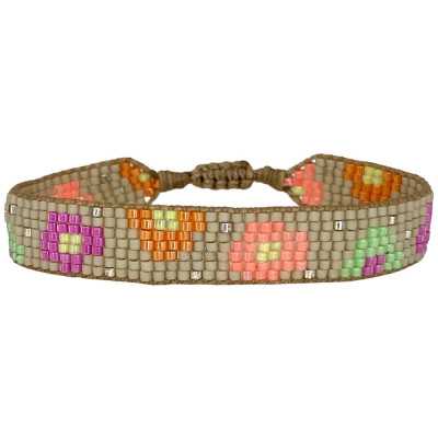BRACELET SANDY DE SABLE FAIT À LA MAIN AVEC MOTIF FLEUR TONS FLUO 2