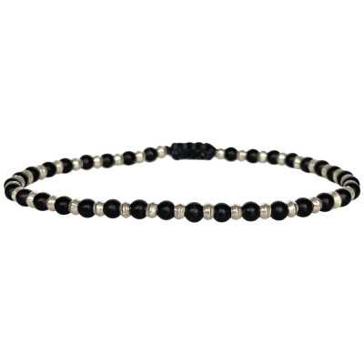 BRACELET SILVER MEN 07 PERLES DE VERRE ET ARGENT 2