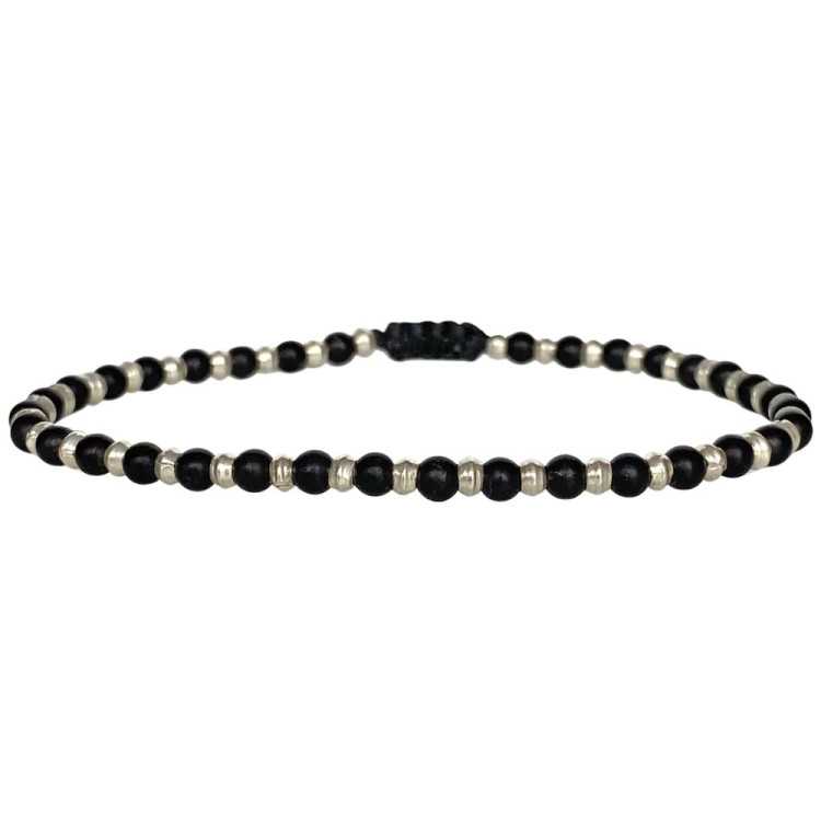 BRACELET SILVER MEN 07 PERLES DE VERRE ET ARGENT