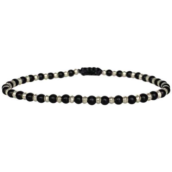 BRACELET SILVER MEN 07 PERLES DE VERRE ET ARGENT