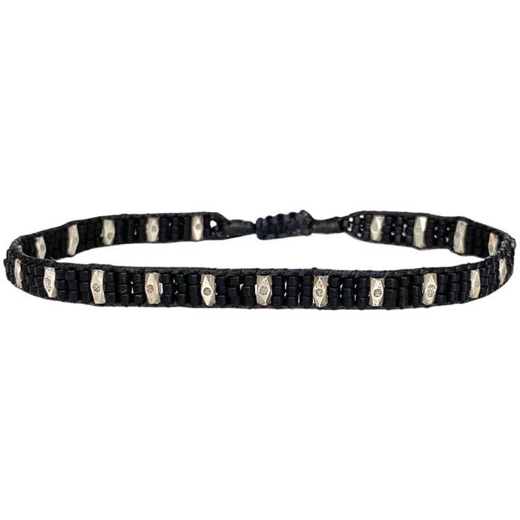 BRACELET SILVER MEN 07 PERLES DE VERRE ET ARGENT