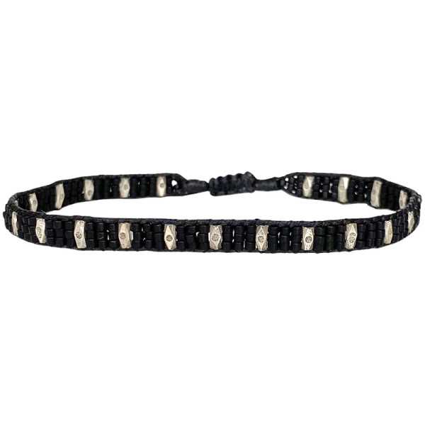 BRACELET SILVER MEN 07 PERLES DE VERRE ET ARGENT