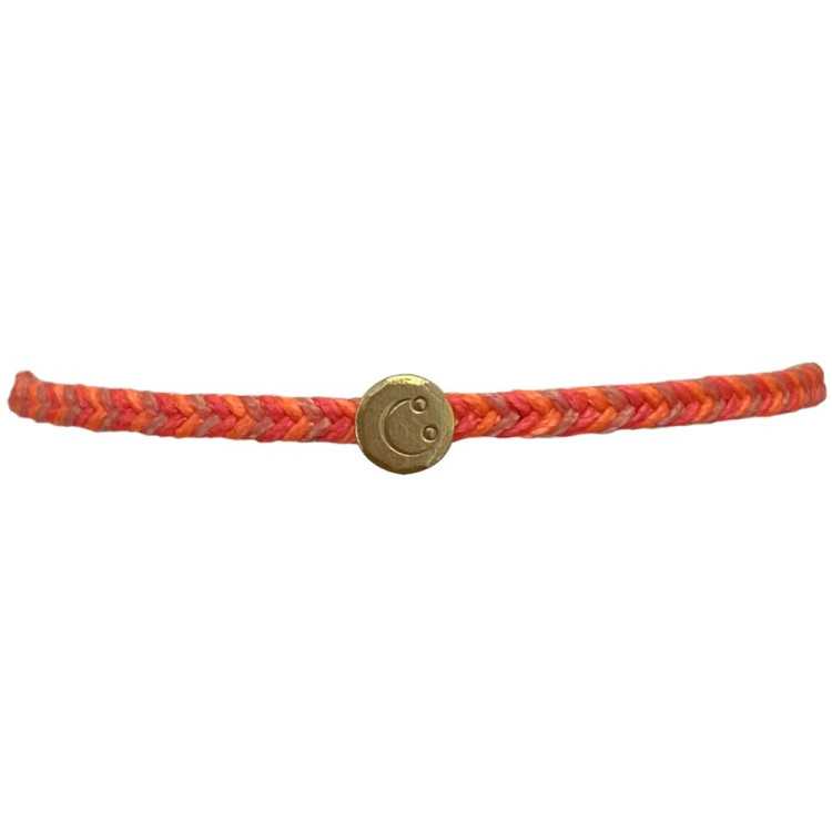 BRACELET HAPPY FAIT MAIN TONS FLUO AVEC SMILEY DORE