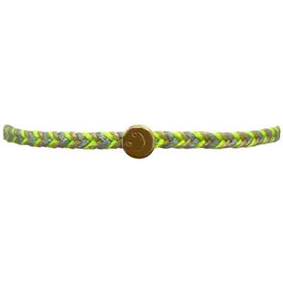 BRACELET HAPPY FAIT MAIN TONS FLUO VERT AVEC SMILEY DORE 2