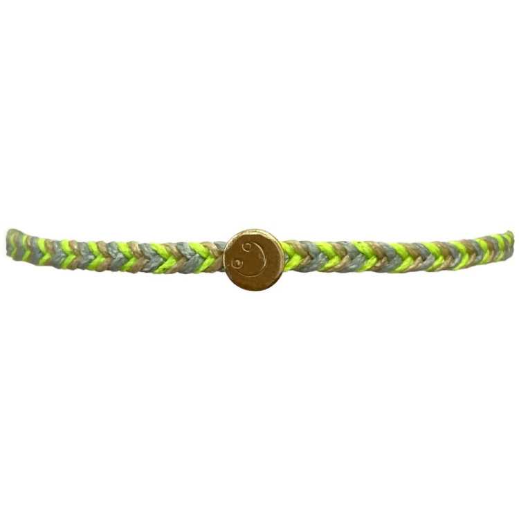 BRACELET HAPPY FAIT MAIN TONS FLUO VERT AVEC SMILEY DORE