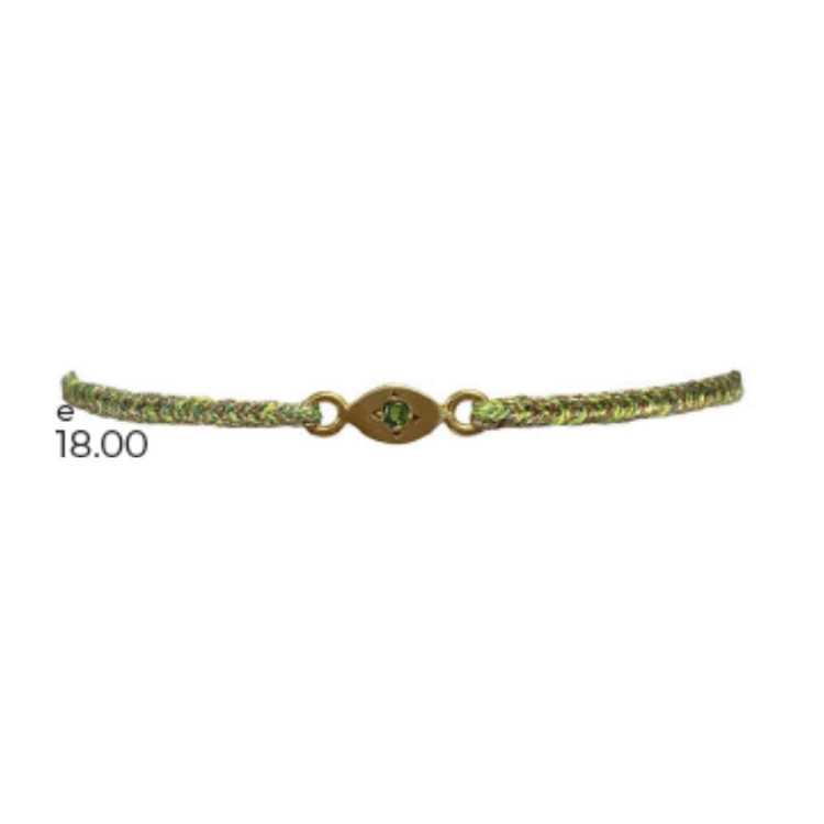 EYE CHARM BRAID BRACELET GOLD VERMIL AND GREEN...