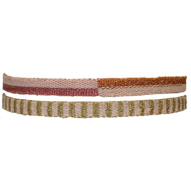 LOT MT40 SPARKLE TISSE À LA MAIN TONS BORDEAUX, ROSE ET OR