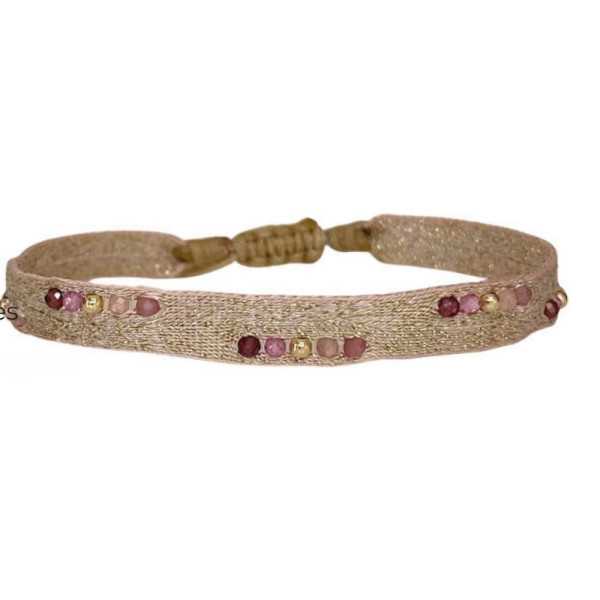 BRACELET IRIS PIERRES SEMI-PRECIEUSE ET PERLES OR 14K