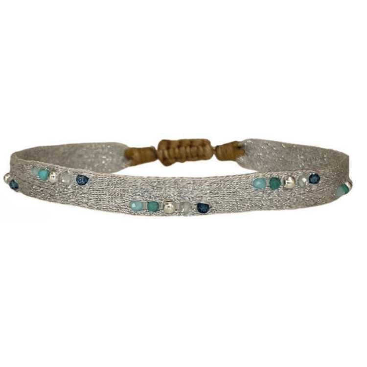 BRACELET IRIS PERLES ARGENT ET PIERRES SEMI-PRECIEUSES