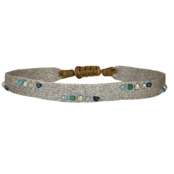 BRACELET IRIS PERLES ARGENT ET PIERRES SEMI-PRECIEUSES