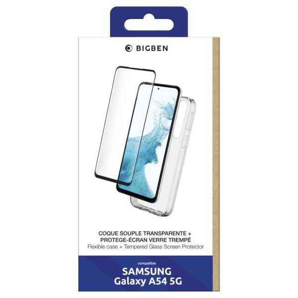 COQUE ET VERRE TREMPE 2.5D POUR GALAXY G A54 5GTRANSPARENT