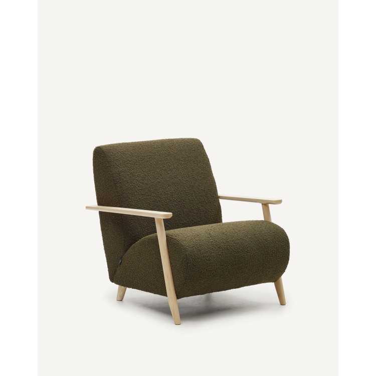 POLTRONA MEGHAN BOUCLETTE VERDE E CINZA NATURAL