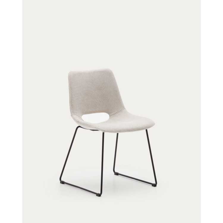 ZAHARA CHAIR CHENILLE BEIGE AND BLACK STEEL LEGS