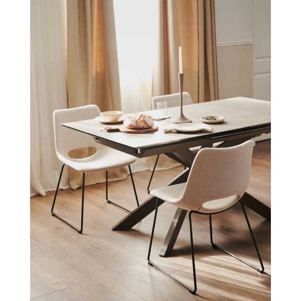 ZAHARA CHAIR CHENILLE BEIGE AND BLACK...
