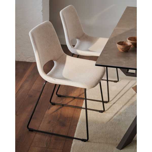 ZAHARA CHAIR CHENILLE BEIGE AND BLACK...