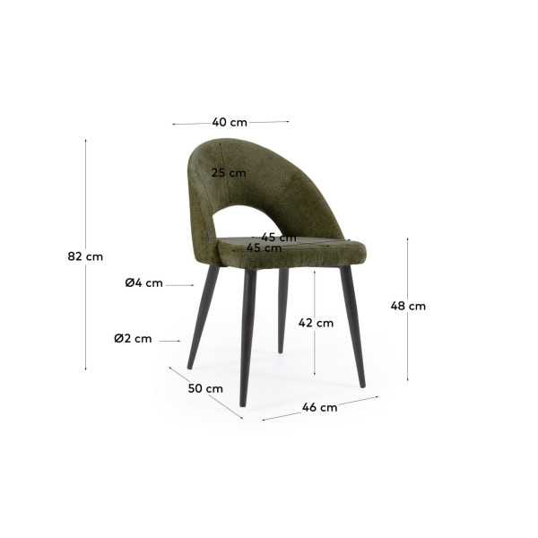 CHAISE MAEL EN CHENILLE VERTE ET...