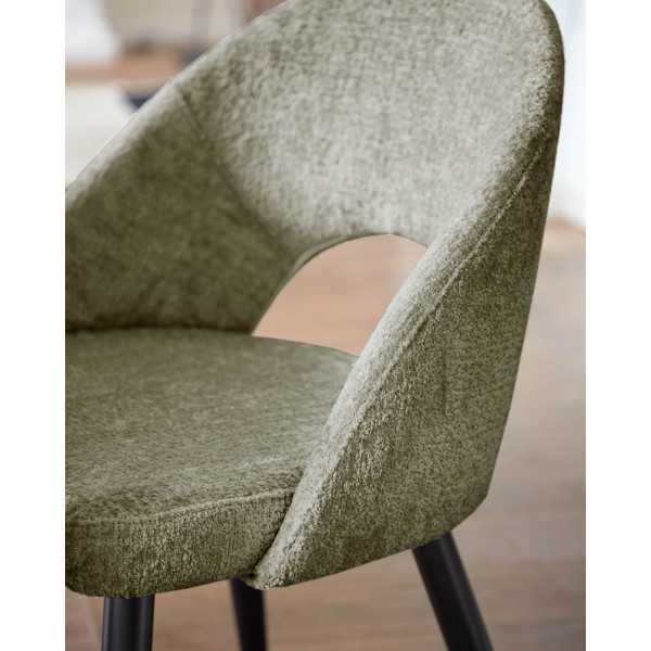 CHAISE MAEL EN CHENILLE VERTE ET...