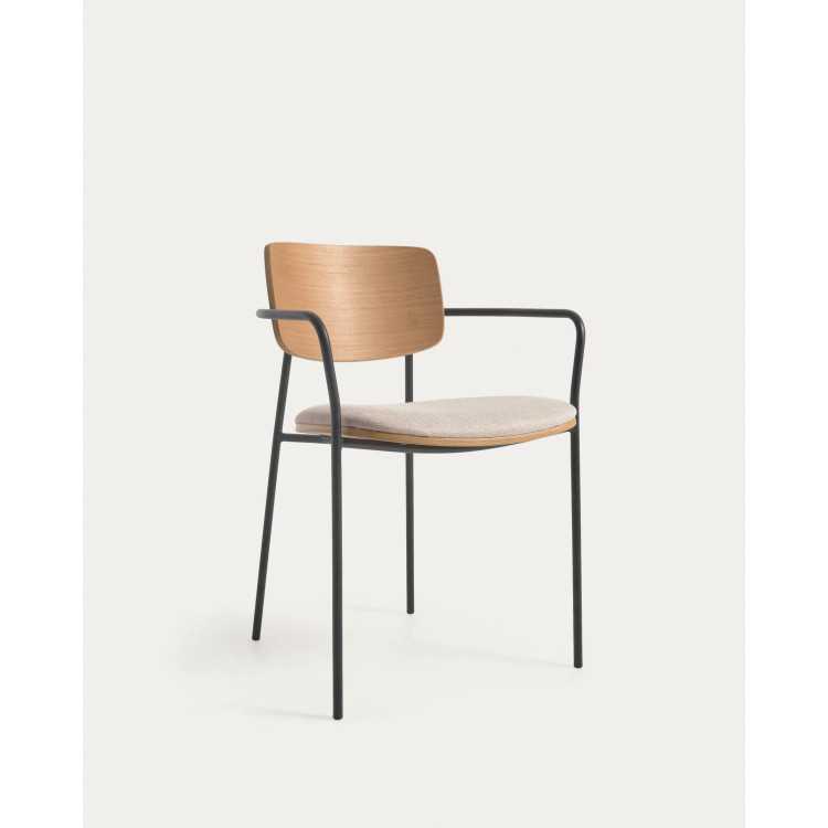 MAUREEN CHAIR IN OAK PLYWOOD AND BLACK METAL