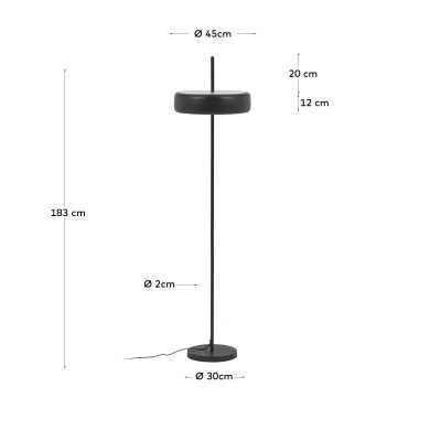 LAMPADAIRE FRANCISCA EN METAL NOIR ET VERRE 2