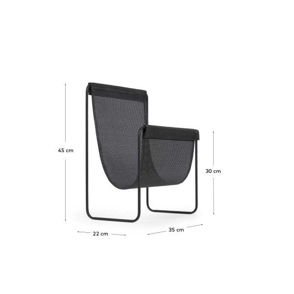  PORTE-REVUES SIANA NOIR ET MÉTAL NOIR