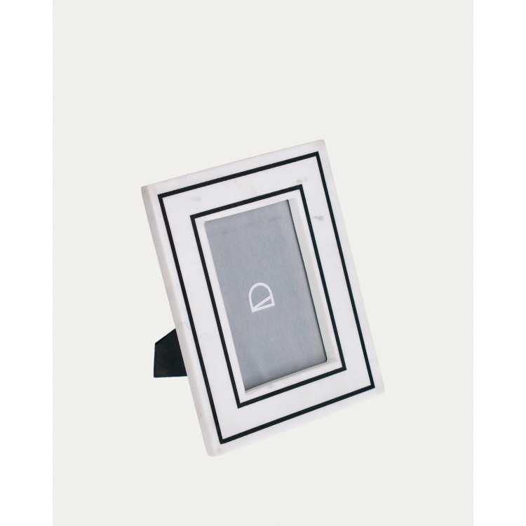 MOLDURA PARA FOTOS VITTORIA 23 X 18 CM MÁRMORE BRANCO E PRETO